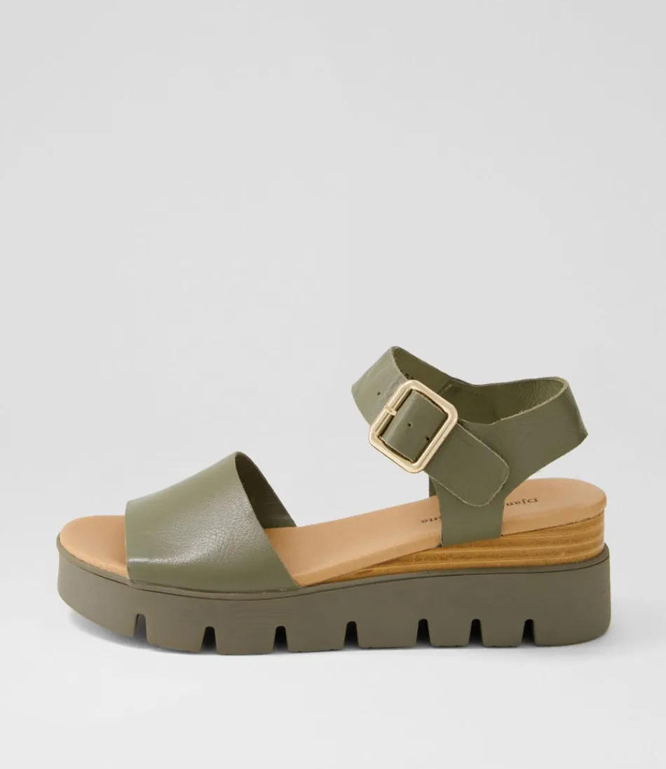 Women DJANGO & JULIETTE Wedges<Reesen Olive Leather Sandals