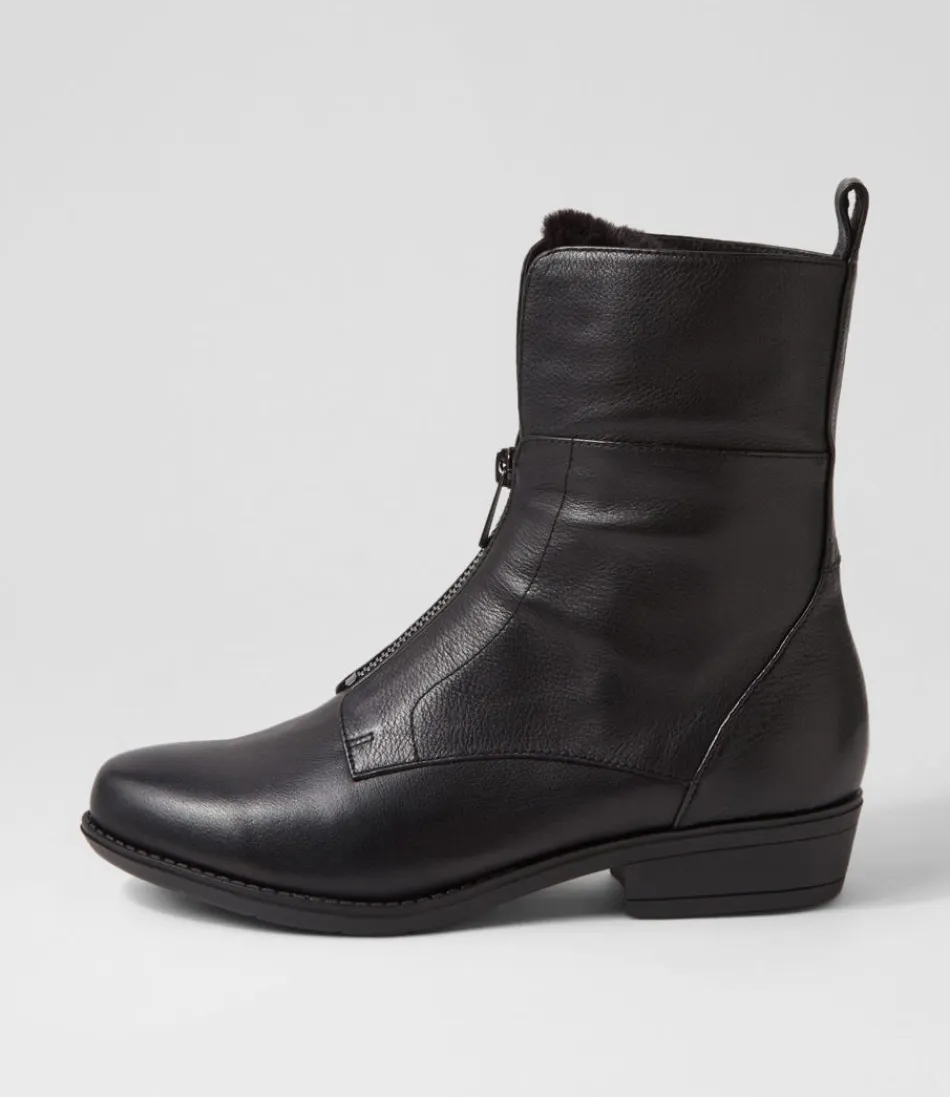 Women DJANGO & JULIETTE Boots<Regas Black Leather Fur Ankle Boots