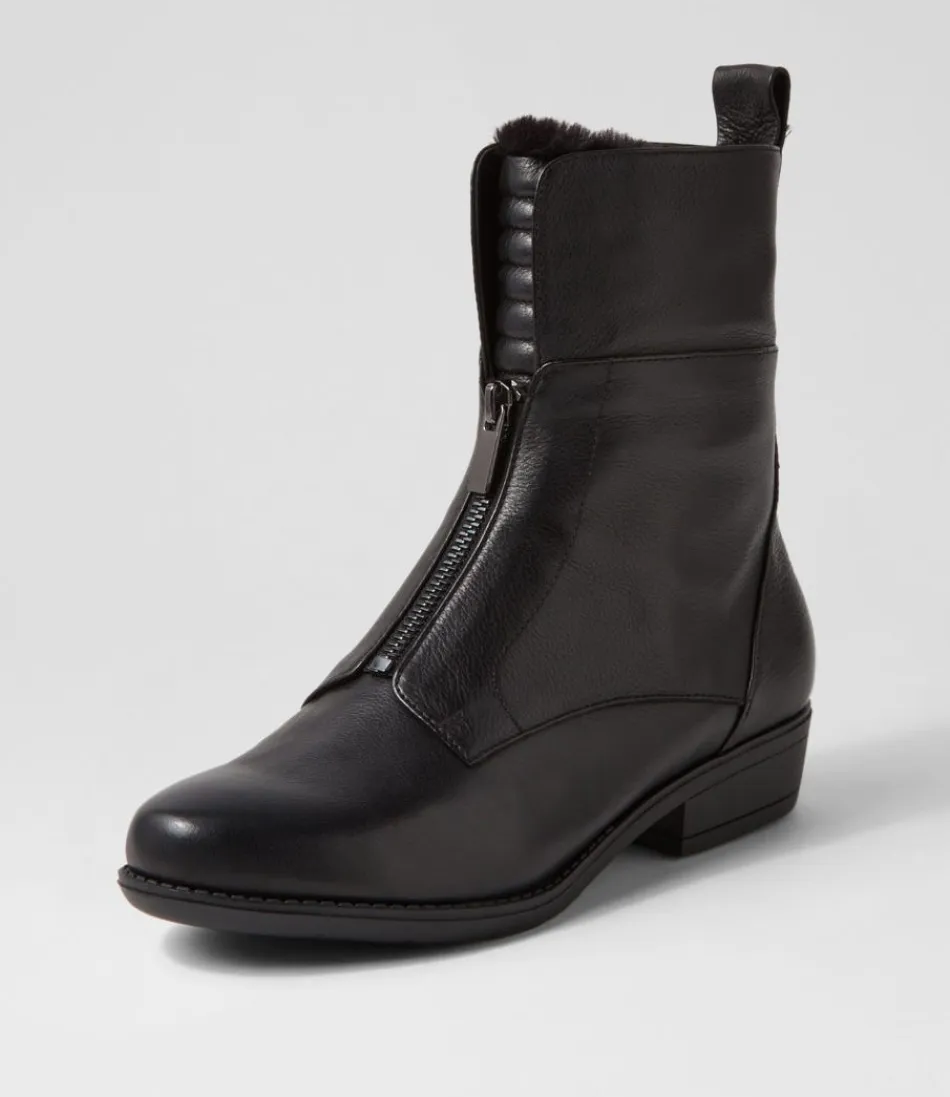 Women DJANGO & JULIETTE Boots<Regas Black Leather Fur Ankle Boots