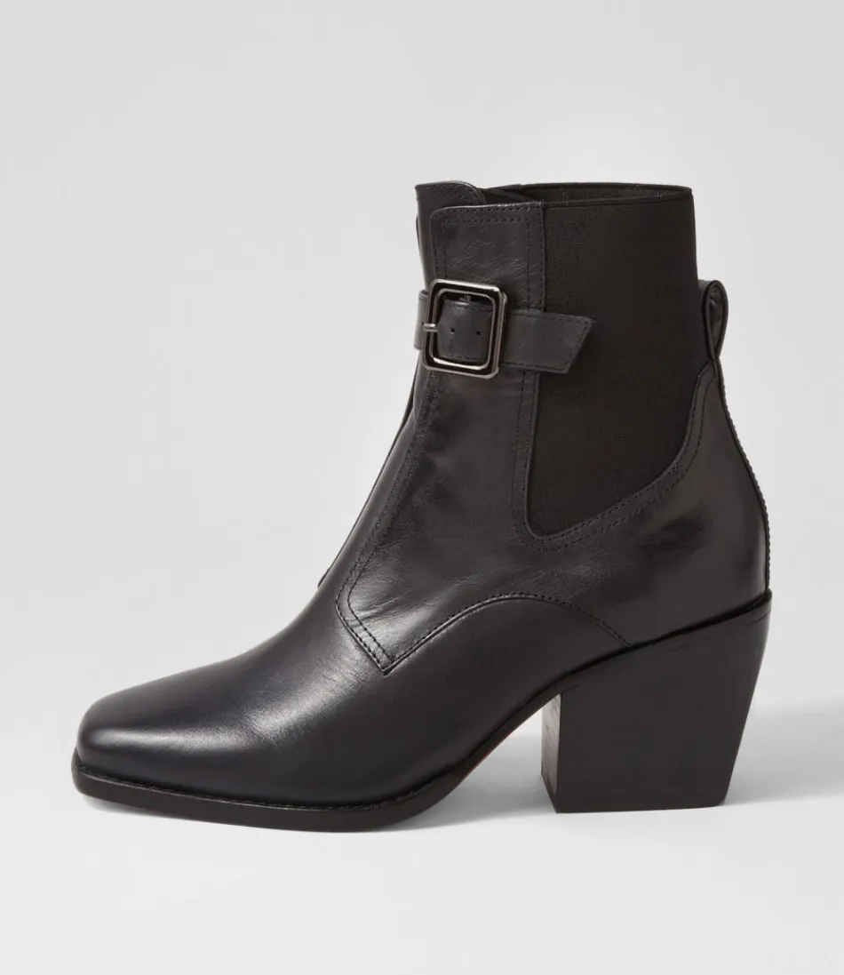 Women TOP END Boots<Relsea Black Leather Elastic Chelsea Boots