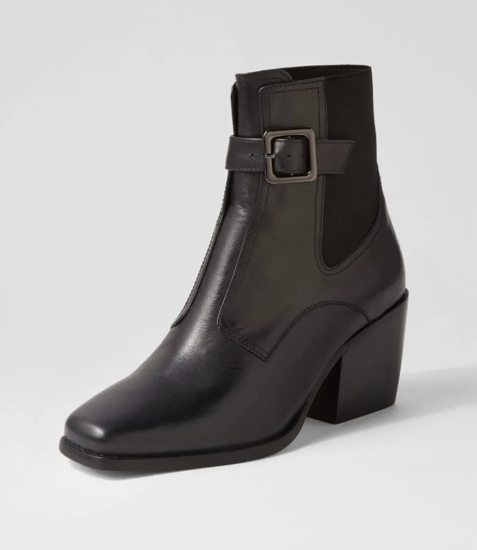 Women TOP END Boots<Relsea Black Leather Elastic Chelsea Boots