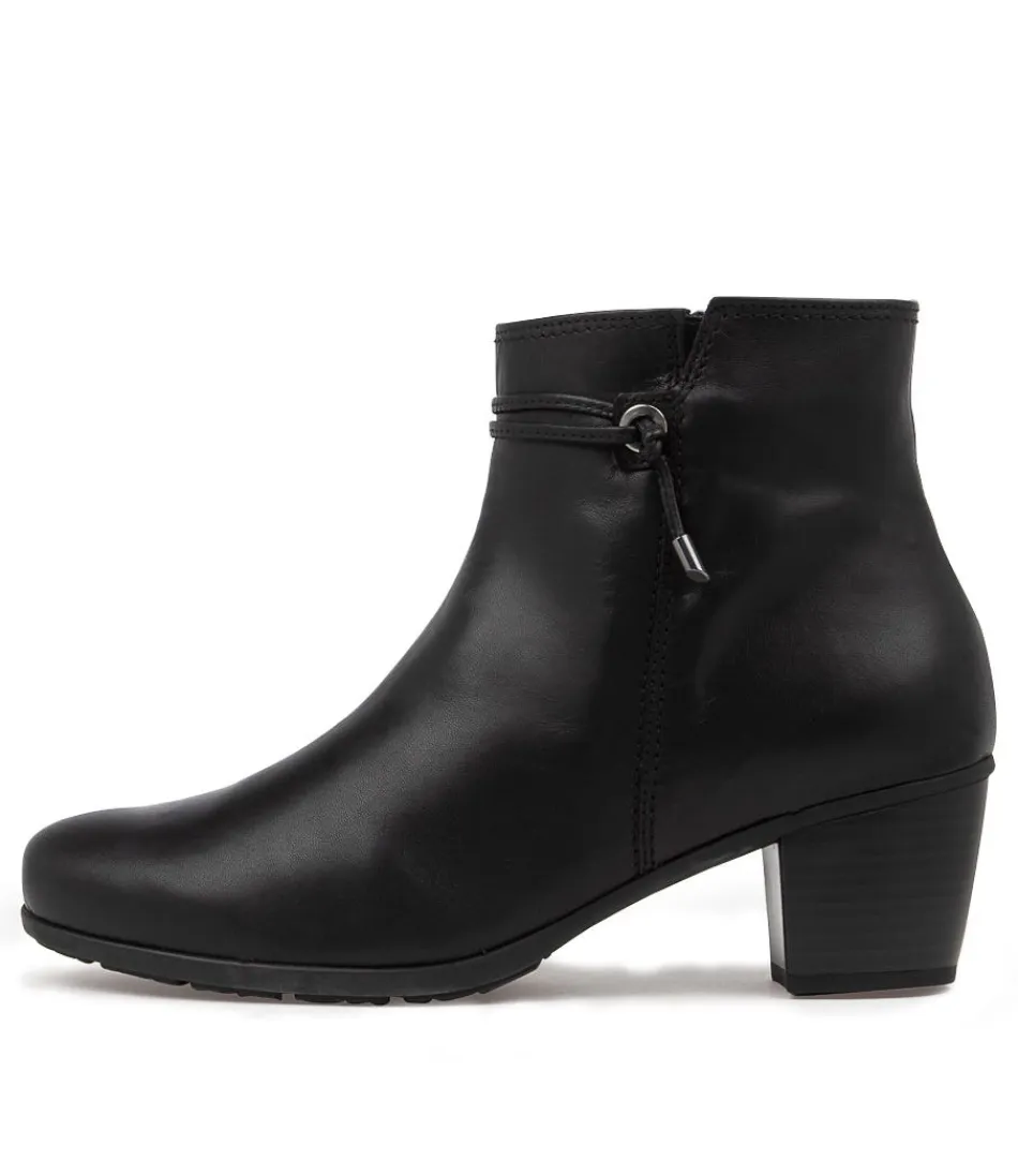 Women GABOR Comfort<Rena Schwarz Leather Ankle Boots