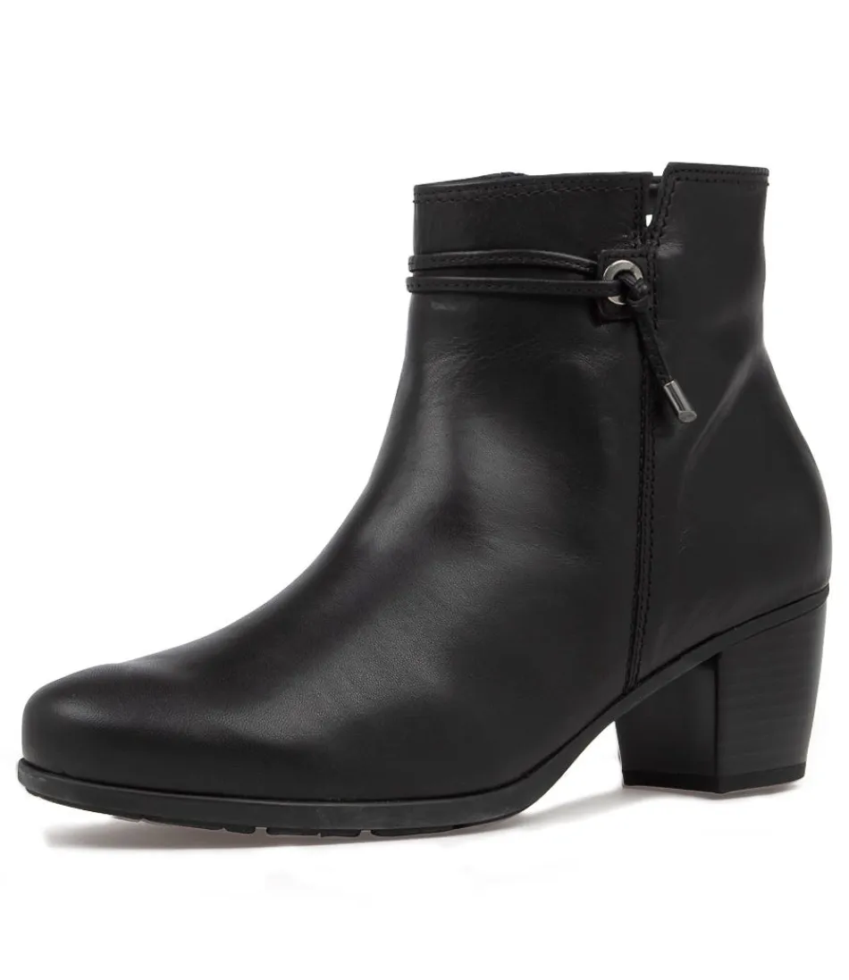 Women GABOR Comfort<Rena Schwarz Leather Ankle Boots