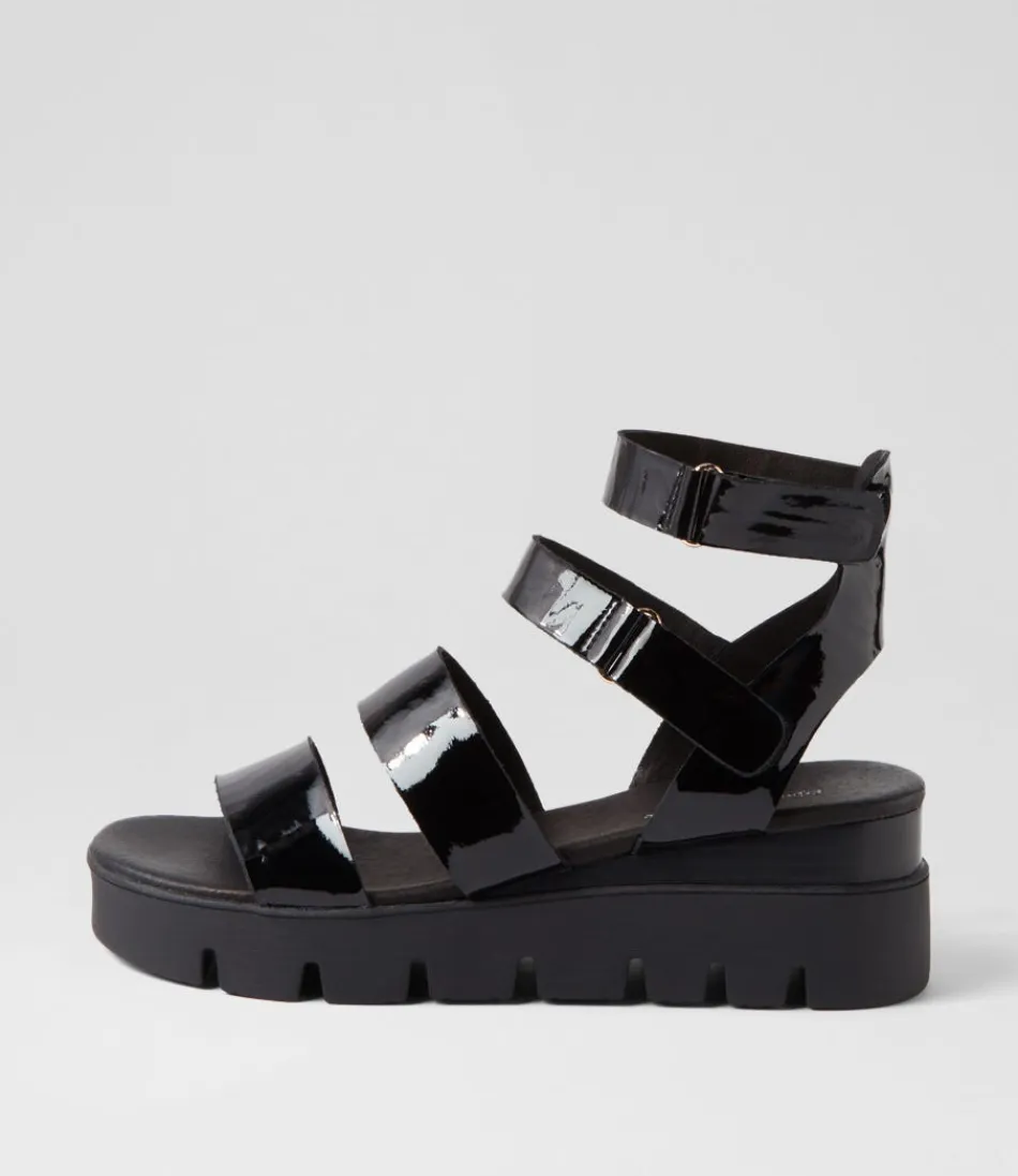 Women DJANGO & JULIETTE Wedges<Rhean Black Patent Sandals