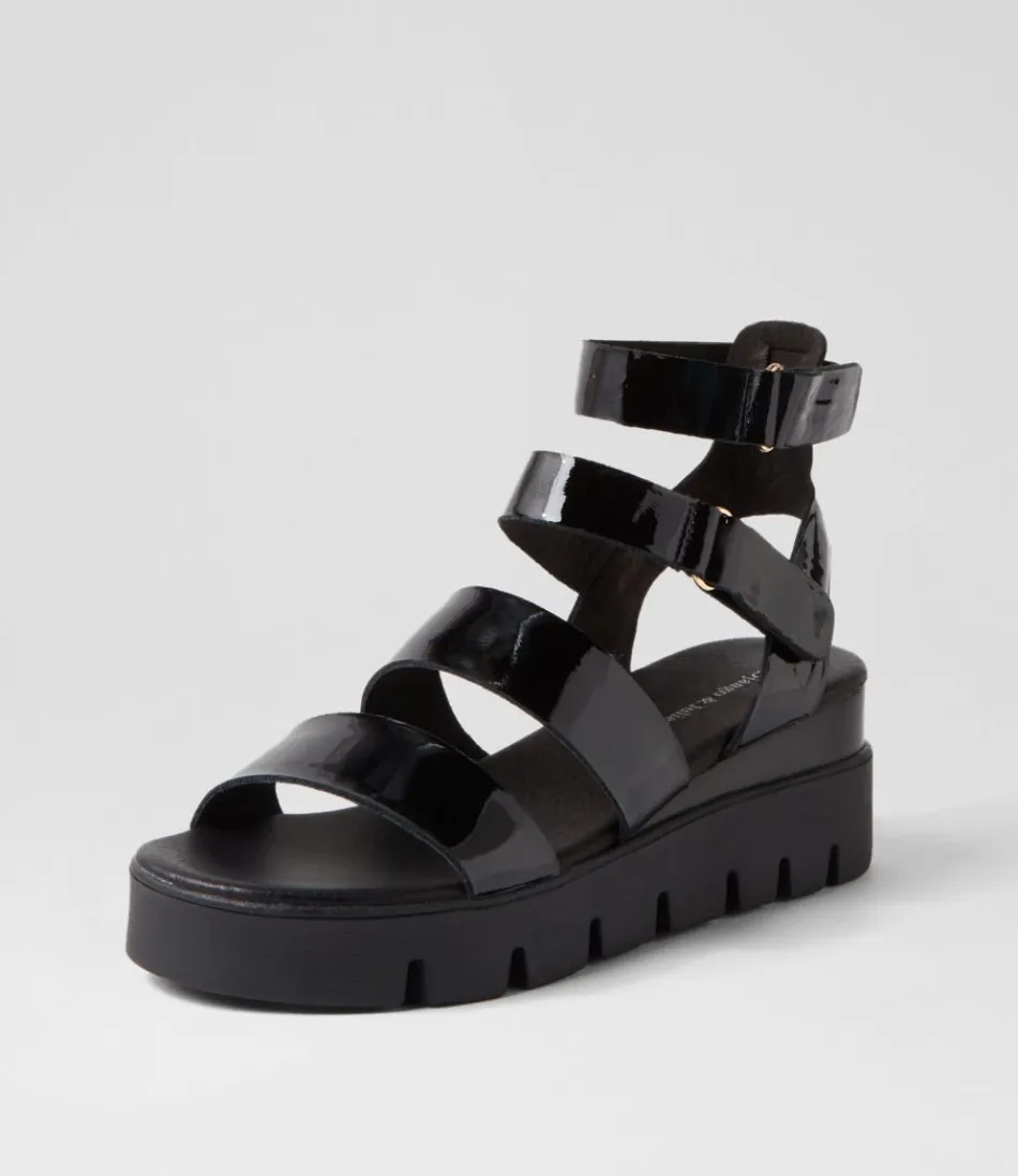 Women DJANGO & JULIETTE Wedges<Rhean Black Patent Sandals