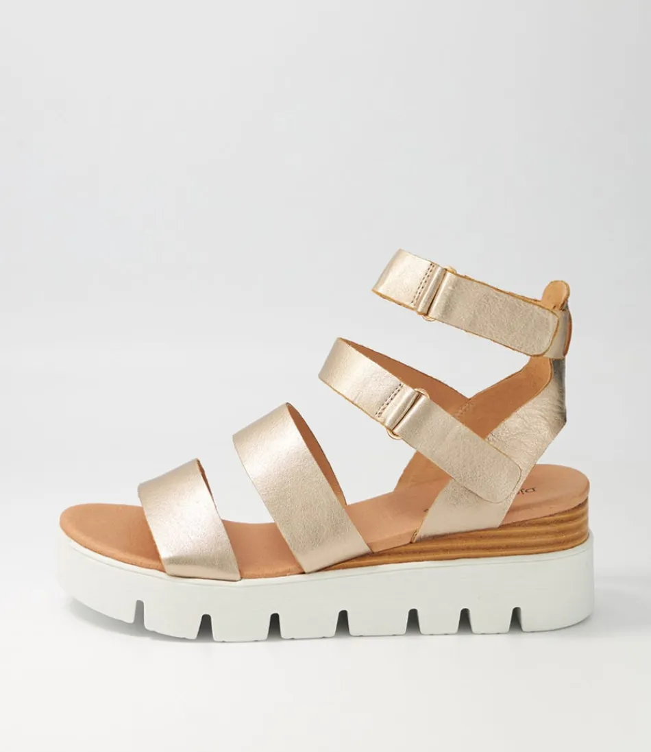 Women DJANGO & JULIETTE Wedges<Rhean Champagne Leather Sandals