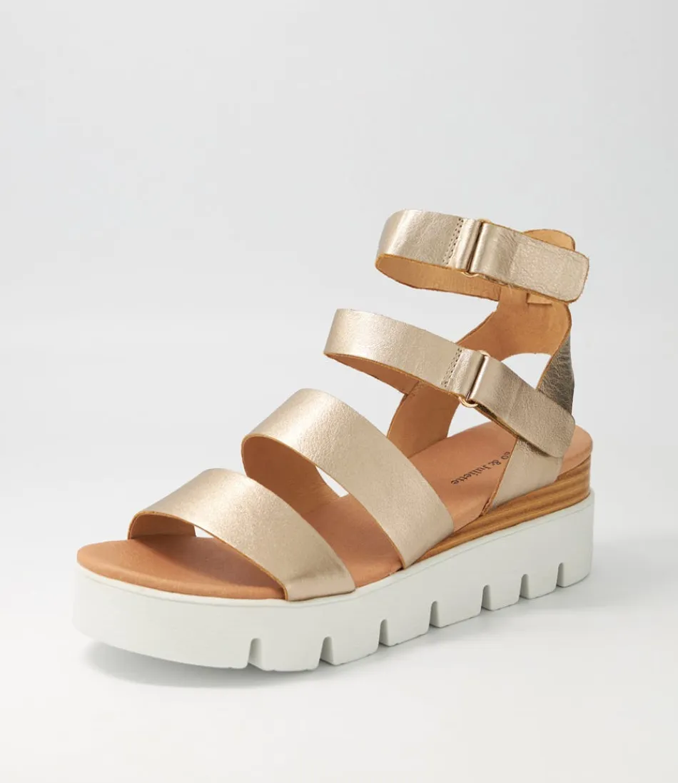 Women DJANGO & JULIETTE Wedges<Rhean Champagne Leather Sandals