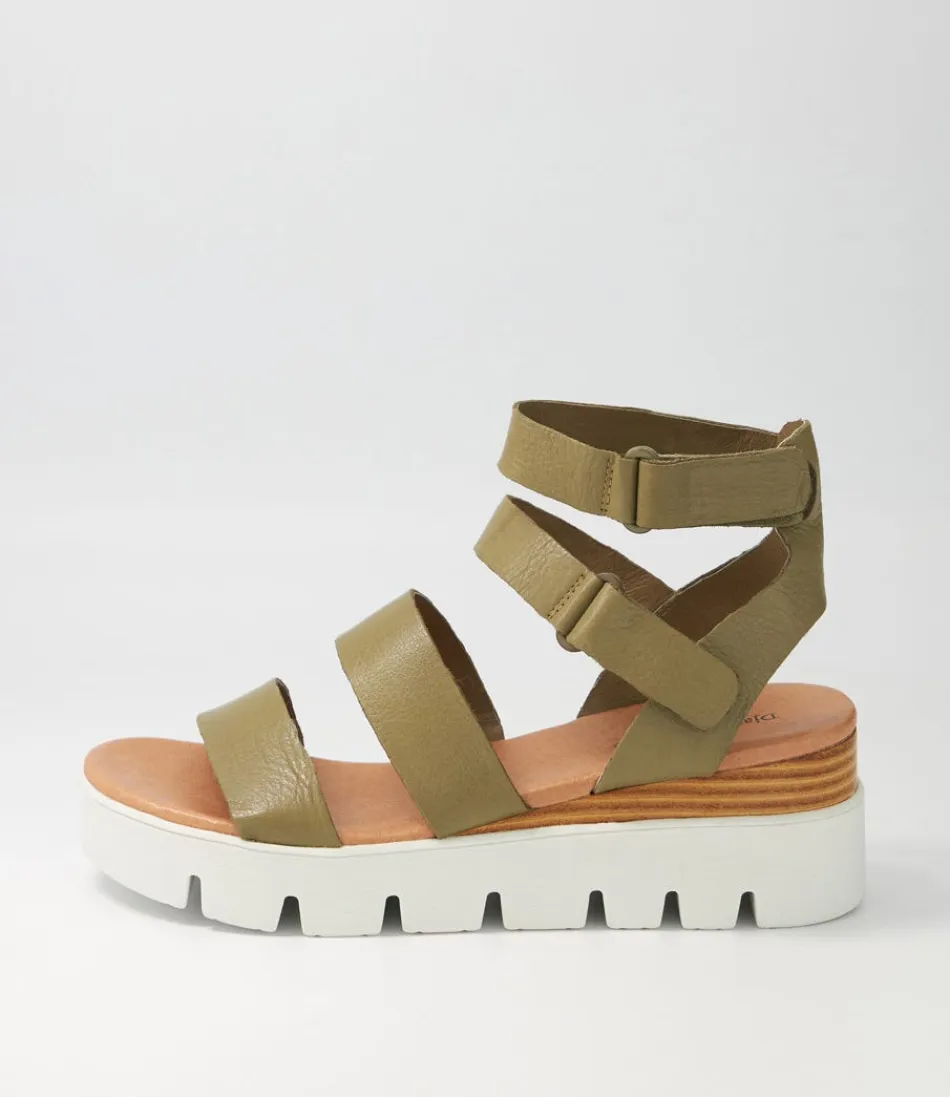 Women DJANGO & JULIETTE Wedges<Rhean Khaki Leather Sandals