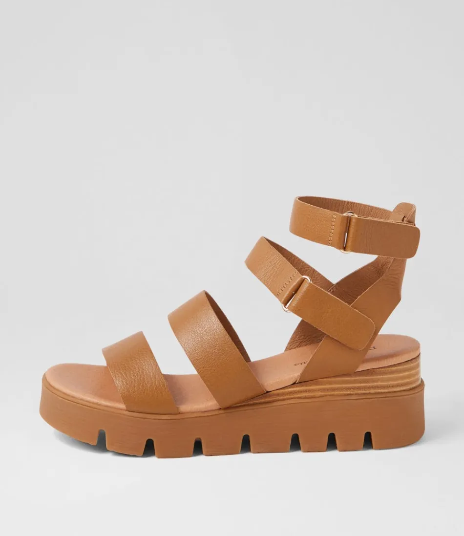 Women DJANGO & JULIETTE Wedges<Rhean Toffee Leather Sandals