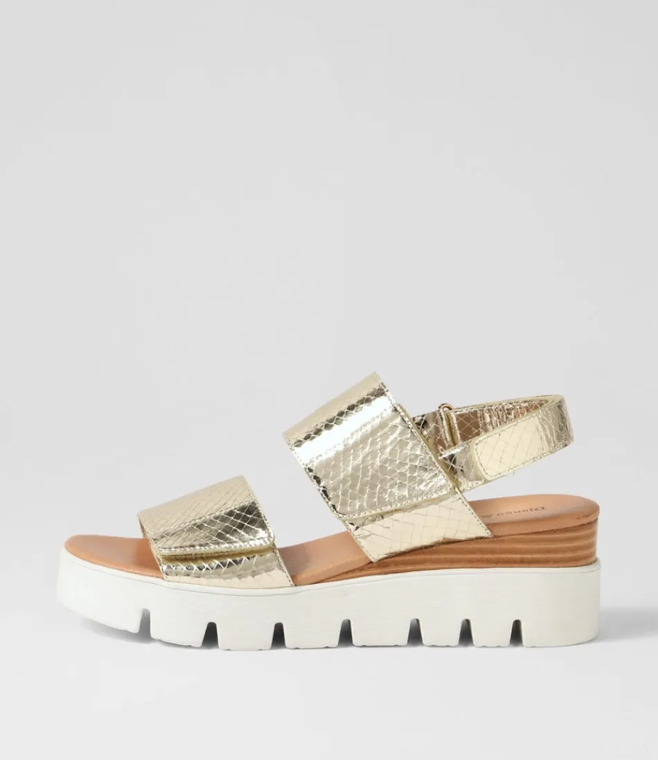 Women DJANGO & JULIETTE Wedges<Rillow Gold White Mirror Leather Sandals