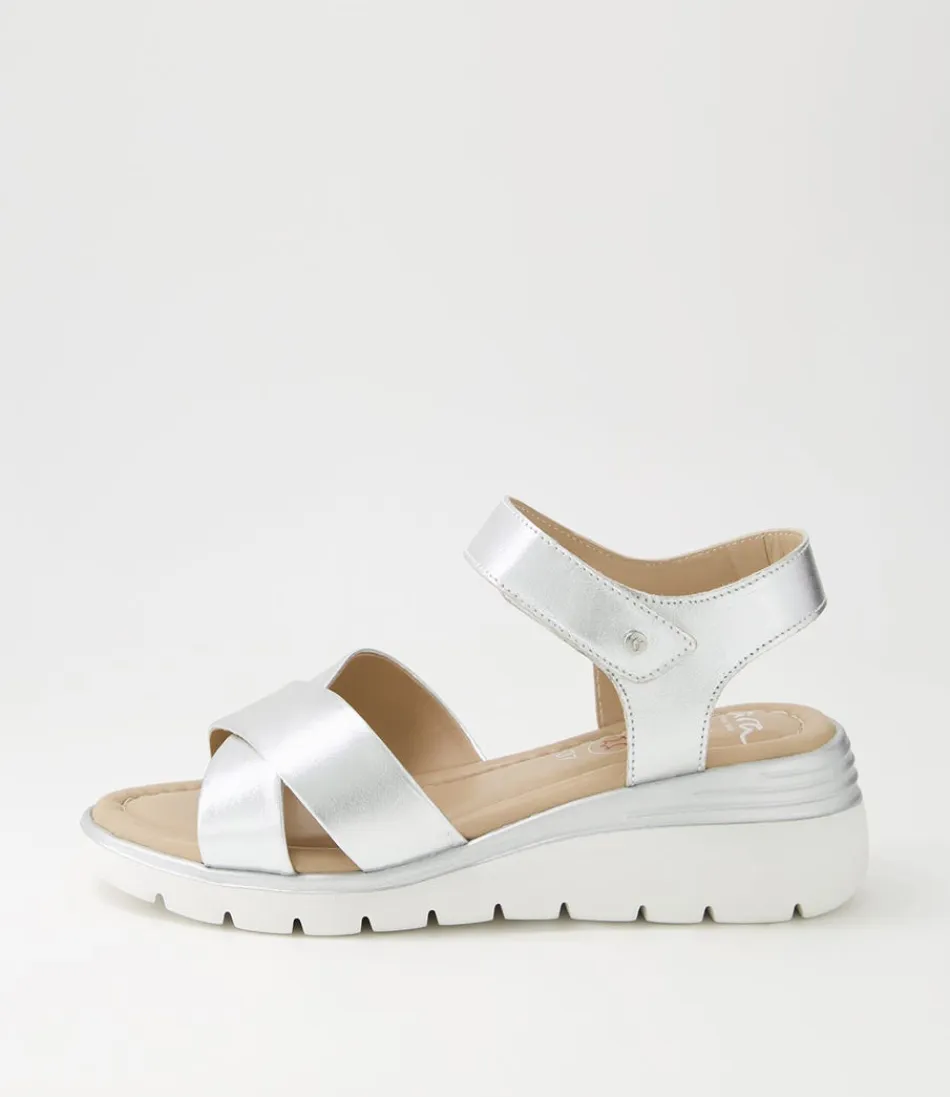 Women ARA Comfort<Rimini 32 Silver Leather Sandals