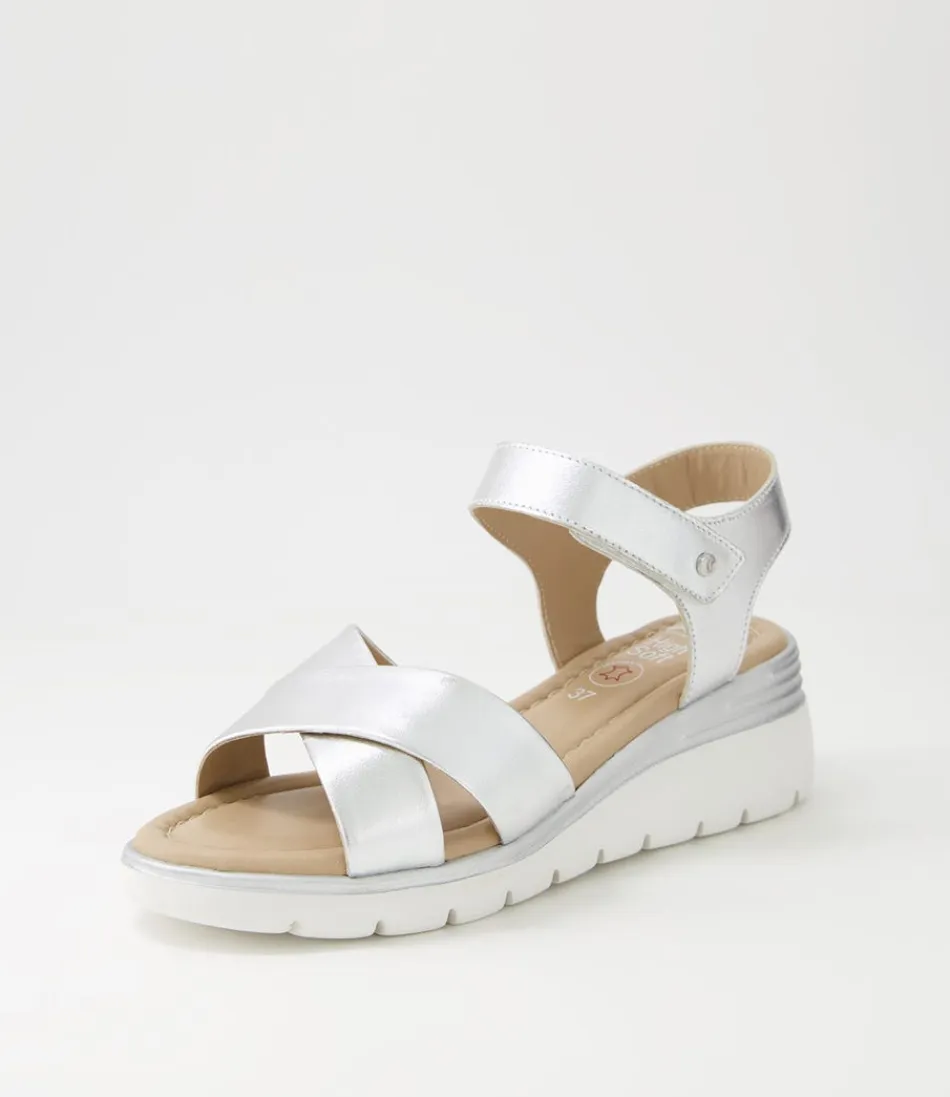 Women ARA Comfort<Rimini 32 Silver Leather Sandals