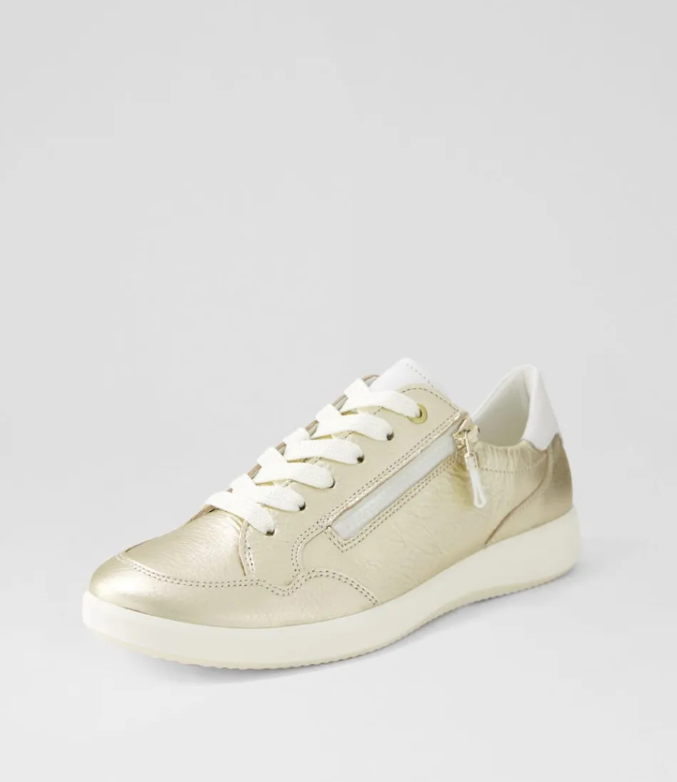 Women ARA Comfort<Roma 1 Platinum White Leather Sneakers