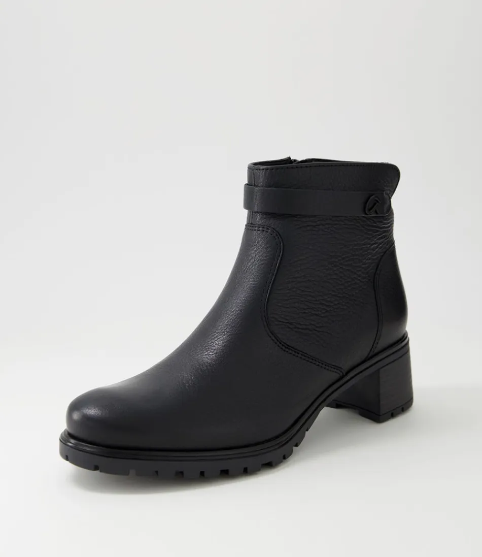 Women ARA Boots<Ronda 11 Schwarz Leather Ankle Boots