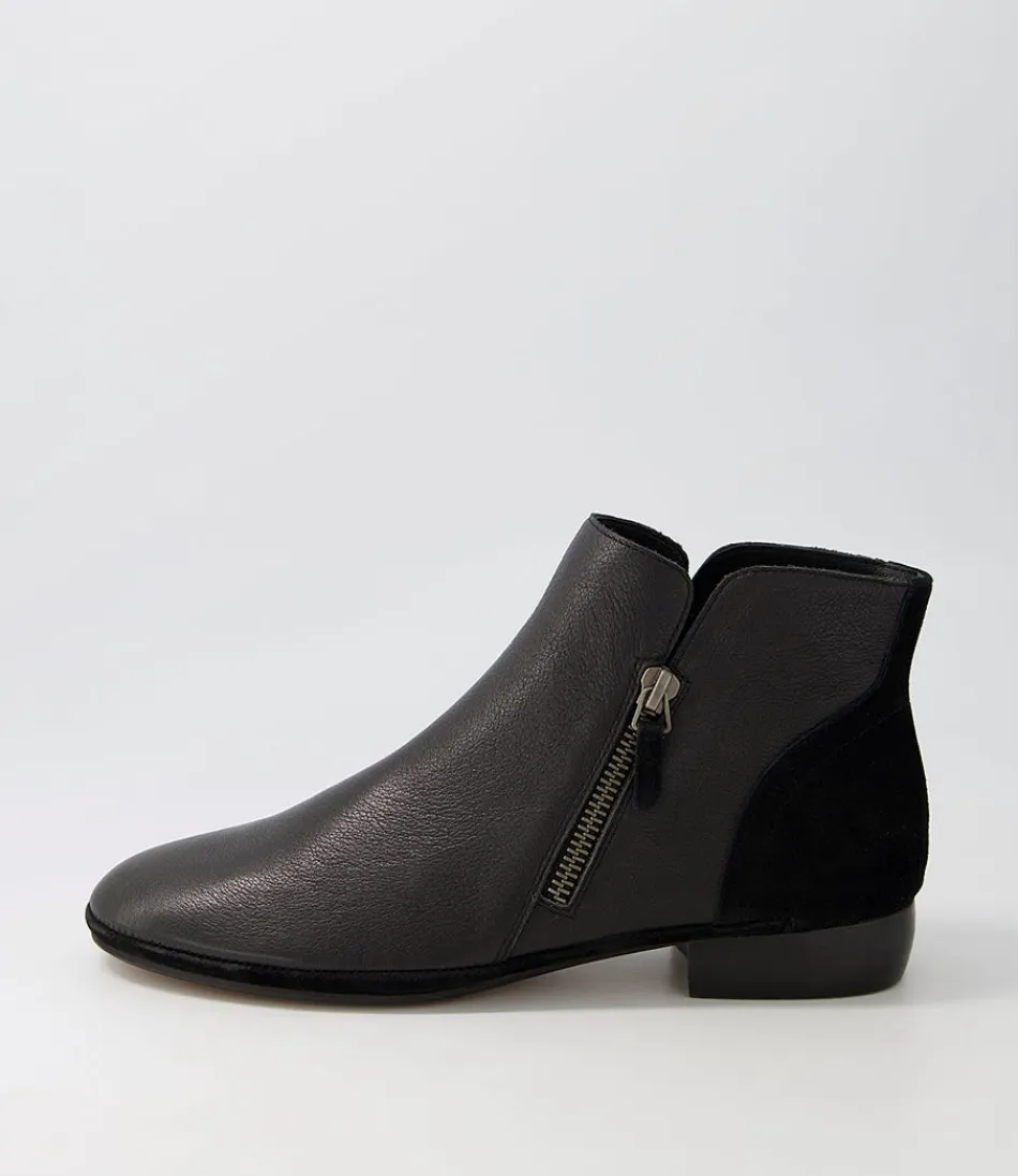 Women DIANA FERRARI Boots<Ronele Black Leather Suede Ankle Boots