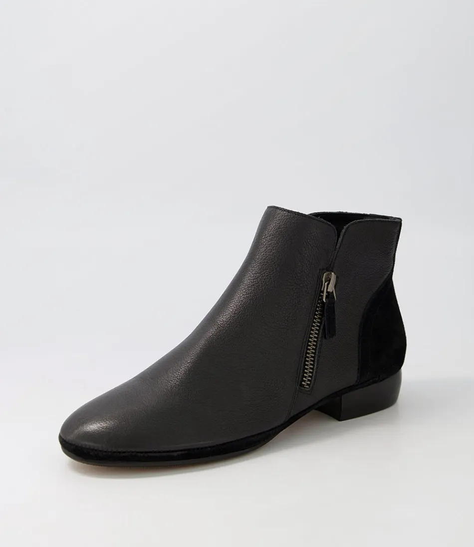 Women DIANA FERRARI Boots<Ronele Black Leather Suede Ankle Boots