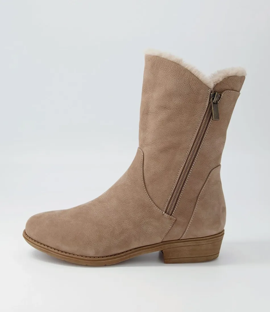 Women DJANGO & JULIETTE Boots<Rudo Taupe Natural Fur Tumble Nubuck Calf Boots