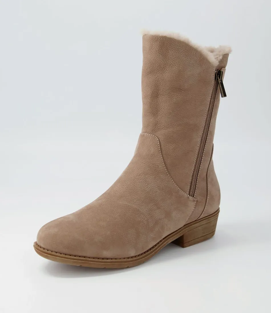 Women DJANGO & JULIETTE Boots<Rudo Taupe Natural Fur Tumble Nubuck Calf Boots