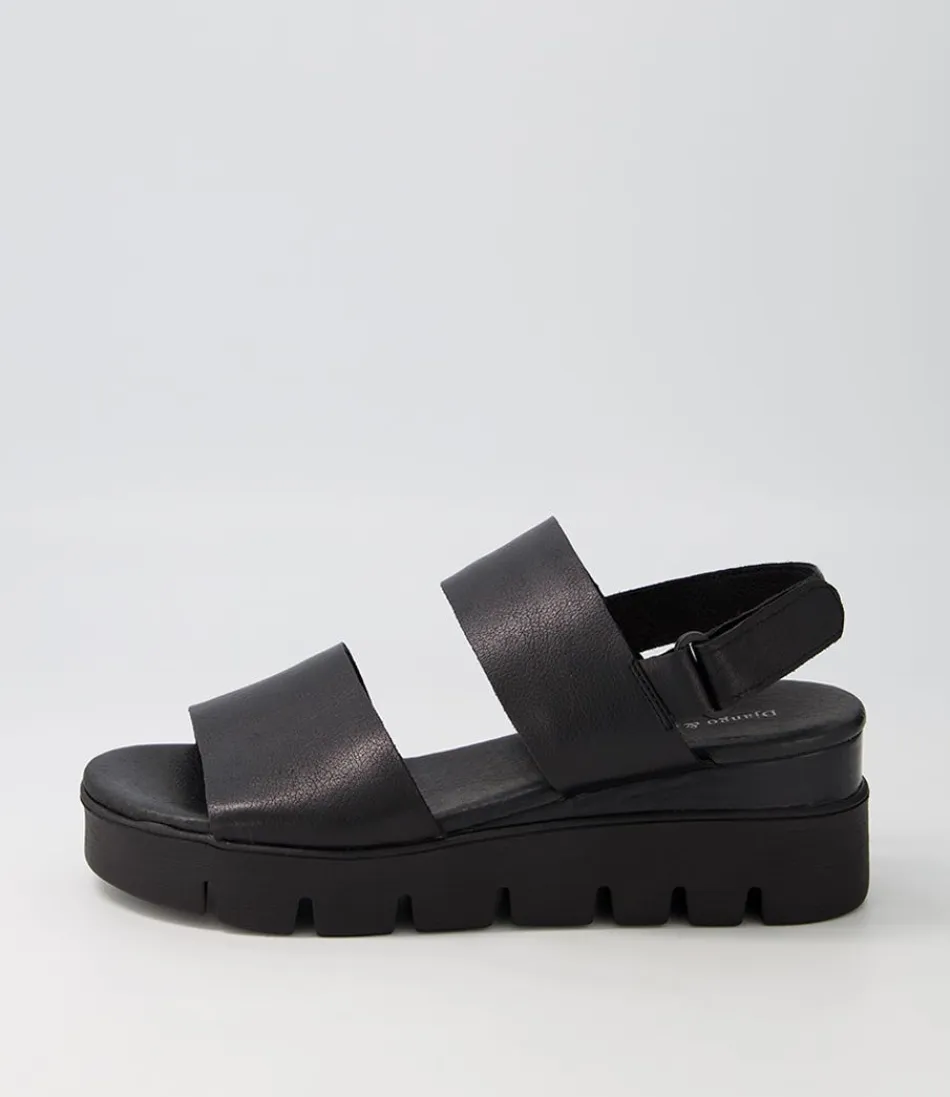 Women DJANGO & JULIETTE Wedges<Runar Black Leather Sandals