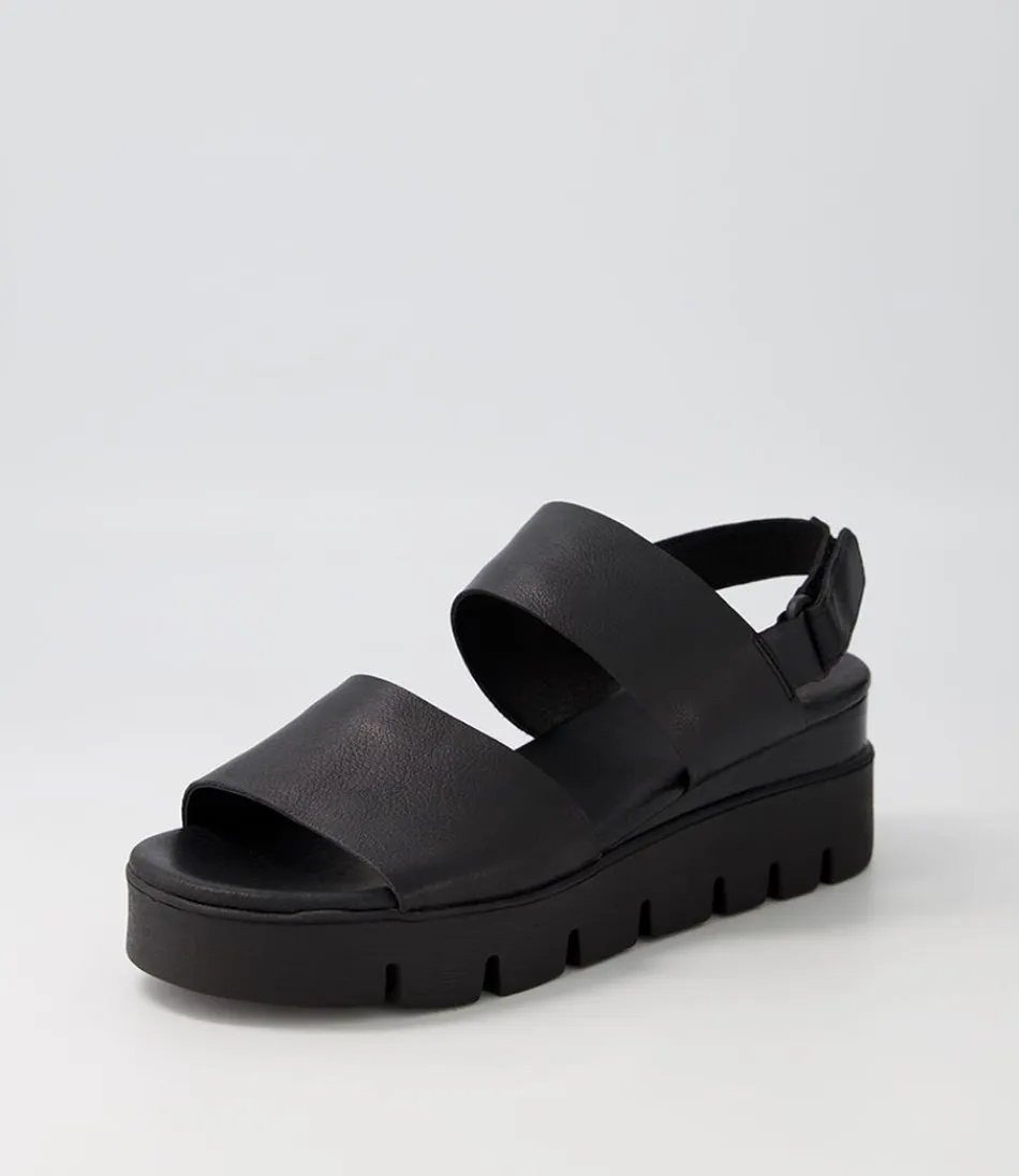 Women DJANGO & JULIETTE Wedges<Runar Black Leather Sandals