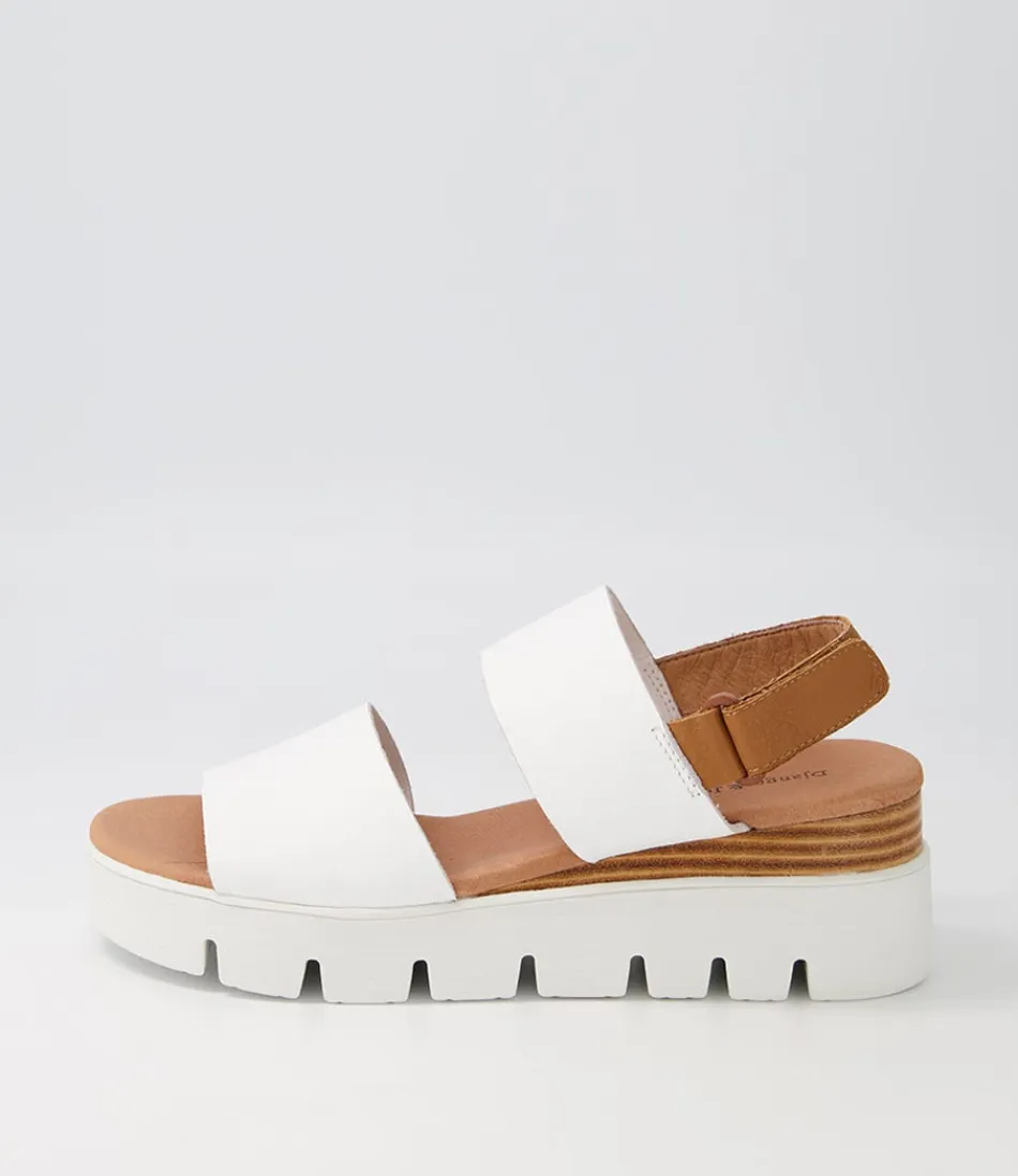 Women DJANGO & JULIETTE Wedges<Runar White Dark Tan Leather Sandals