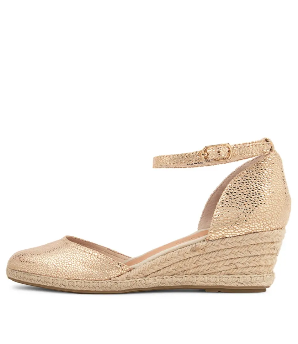 Women DJANGO & JULIETTE Espadrilles<Rylen Gold Natural Rope Speckle Leather Wedges