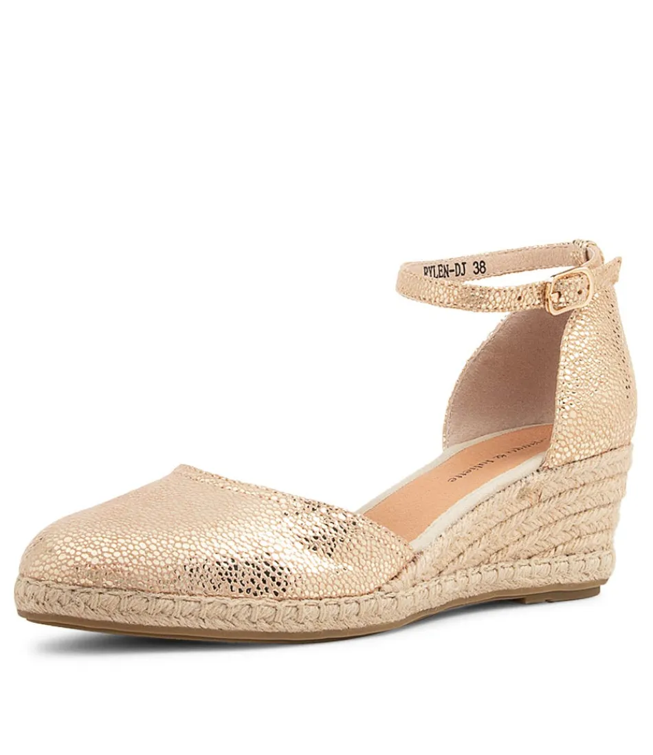 Women DJANGO & JULIETTE Espadrilles<Rylen Gold Natural Rope Speckle Leather Wedges