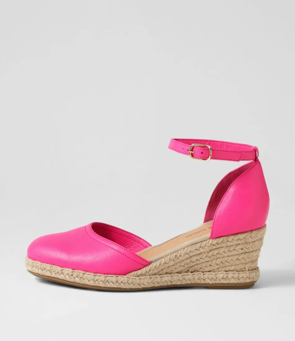 Women DJANGO & JULIETTE Espadrilles<Rylen Hot Pink Natural Rope Leather Wedges