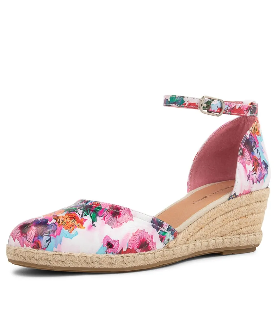 Women DJANGO & JULIETTE Espadrilles<Rylen Poppy Print Natural Rope Leather Wedges