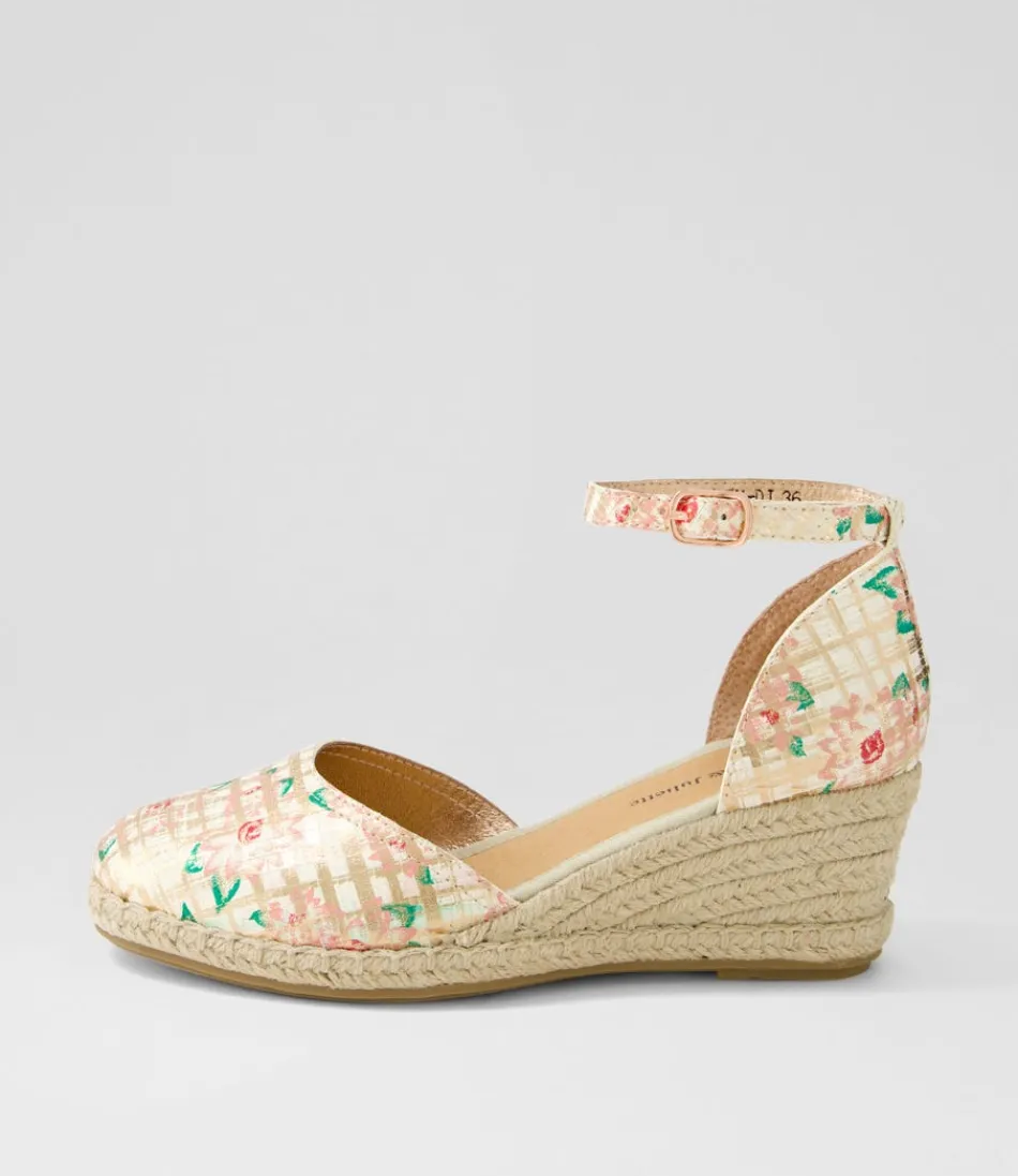 Women DJANGO & JULIETTE Espadrilles<Rylen Rose Gold Pink Line Cut Leather Wedges