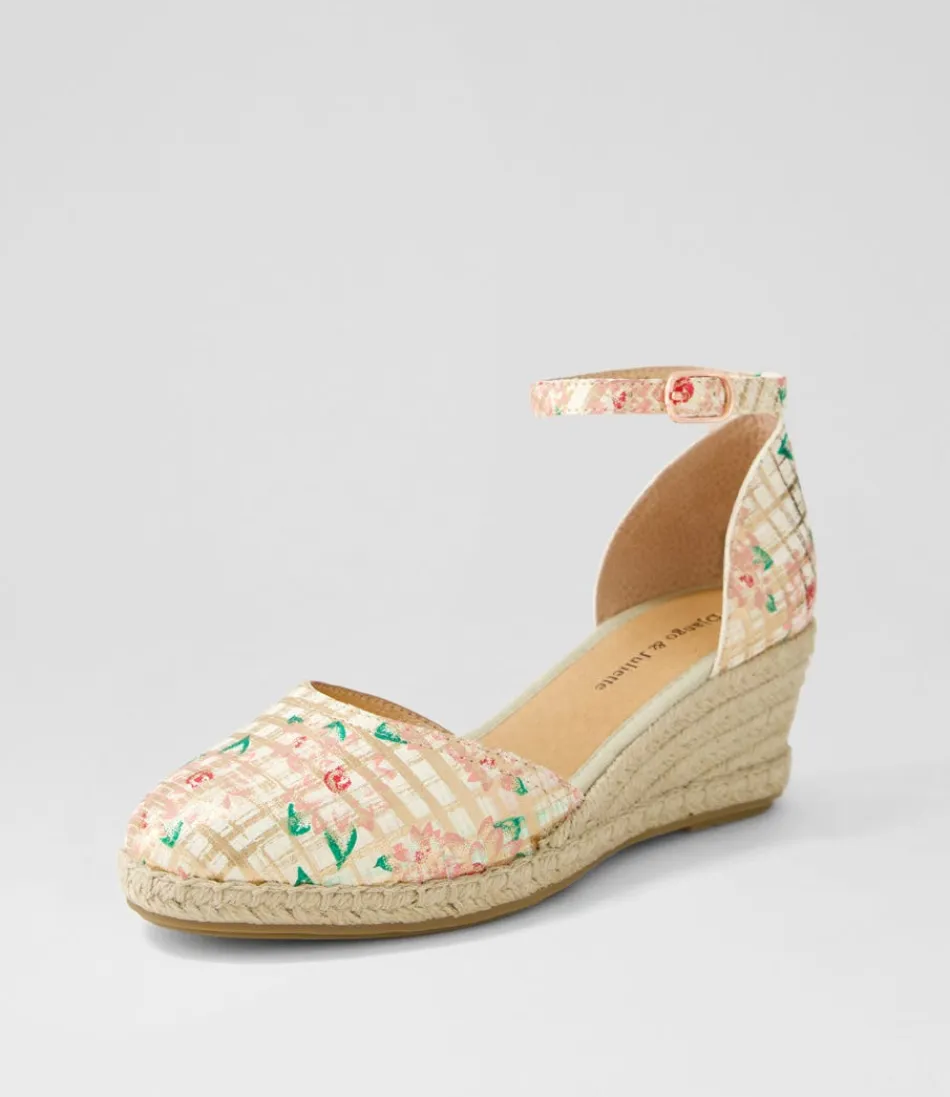 Women DJANGO & JULIETTE Espadrilles<Rylen Rose Gold Pink Line Cut Leather Wedges