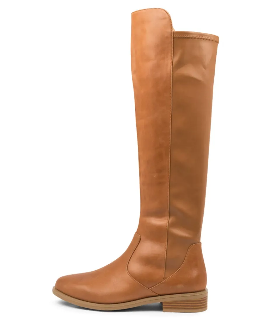 Women ZIERA Boots<Sallies Xf Tan Stretch Leather Knee High Boots