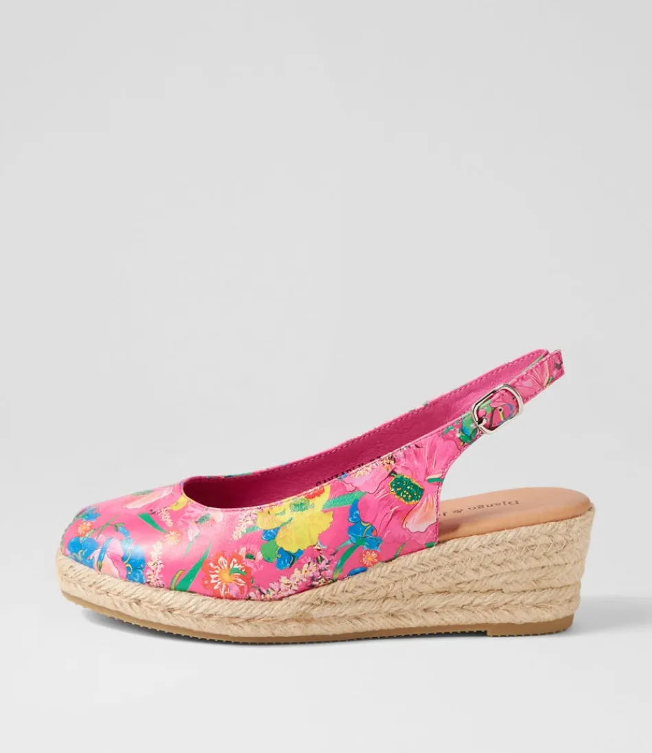 Women DJANGO & JULIETTE Espadrilles<Saniarly Hot Pink Flowermania Leather Sandals