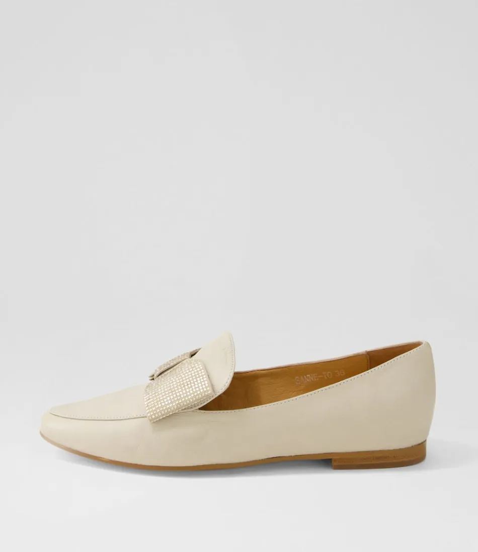 Women TOP END Loafers<Sanne Almond Gold Jewels Leather Loafers