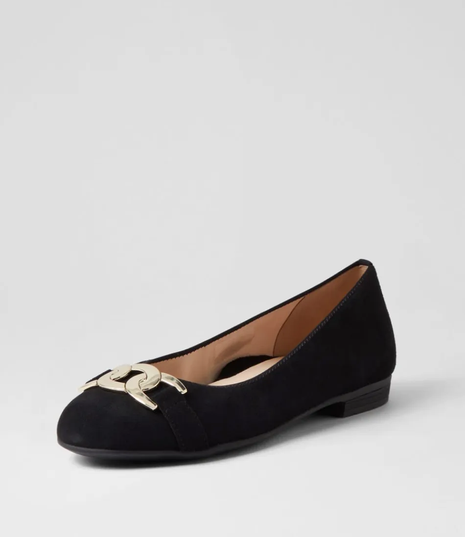 Women ARA Comfort<Sardinia 14 Schwarz Suede Ballet Flats