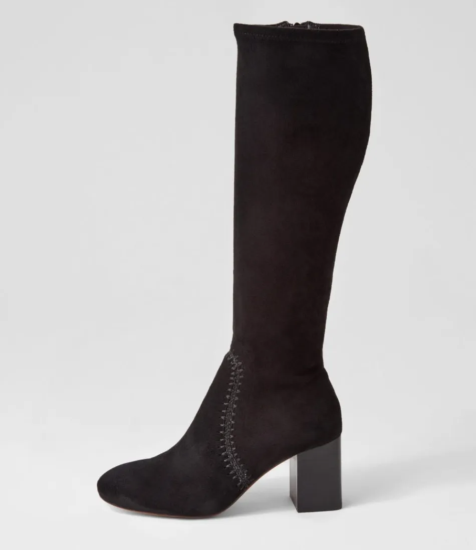 Women MOLLINI Boots<Sari Black Stretch Microsuede Knee High Boots