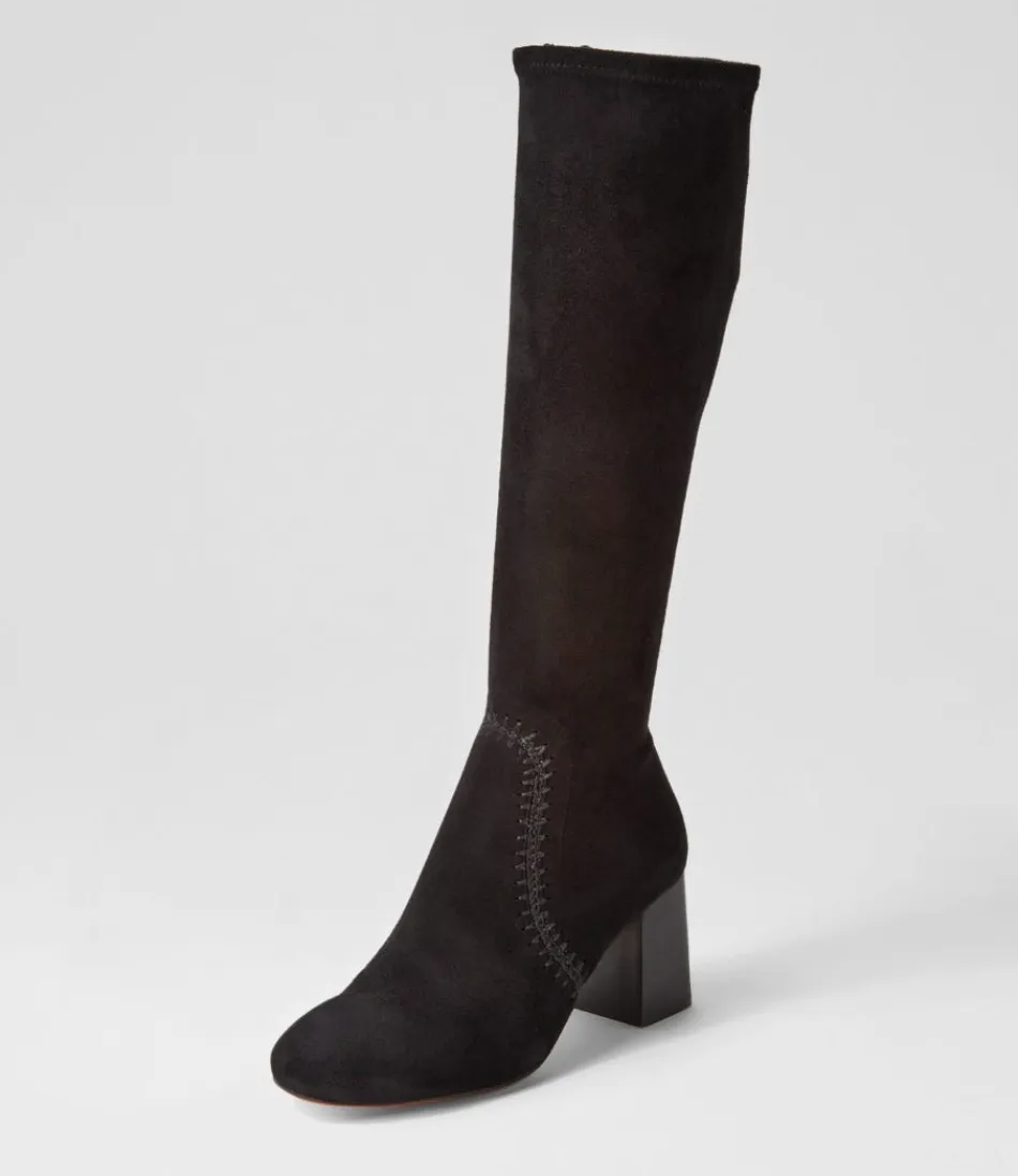 Women MOLLINI Boots<Sari Black Stretch Microsuede Knee High Boots