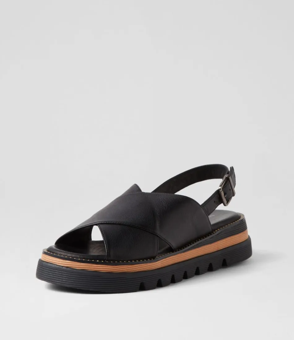 Women DJANGO & JULIETTE Wedges<Sasi Black Leather Sandals