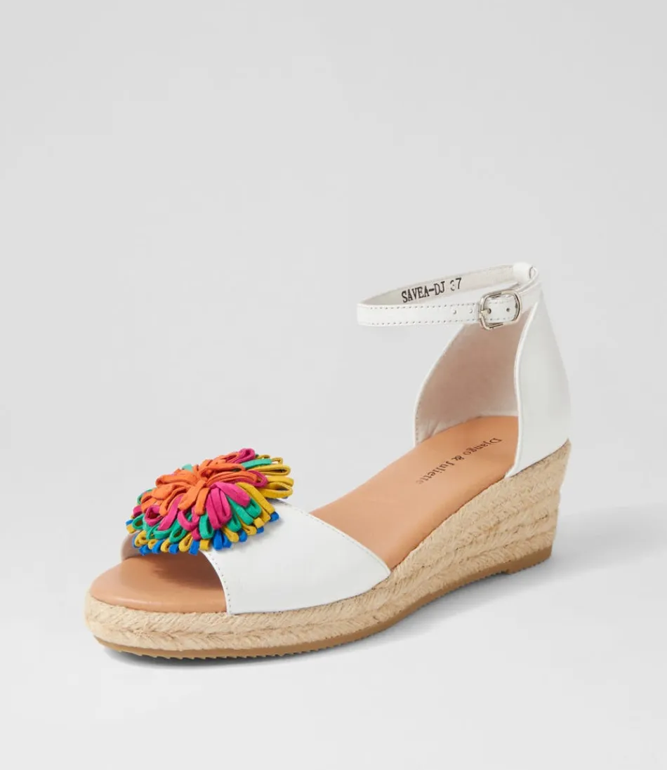 Women DJANGO & JULIETTE Espadrilles<Savea White Bright Suede Leather Sandals