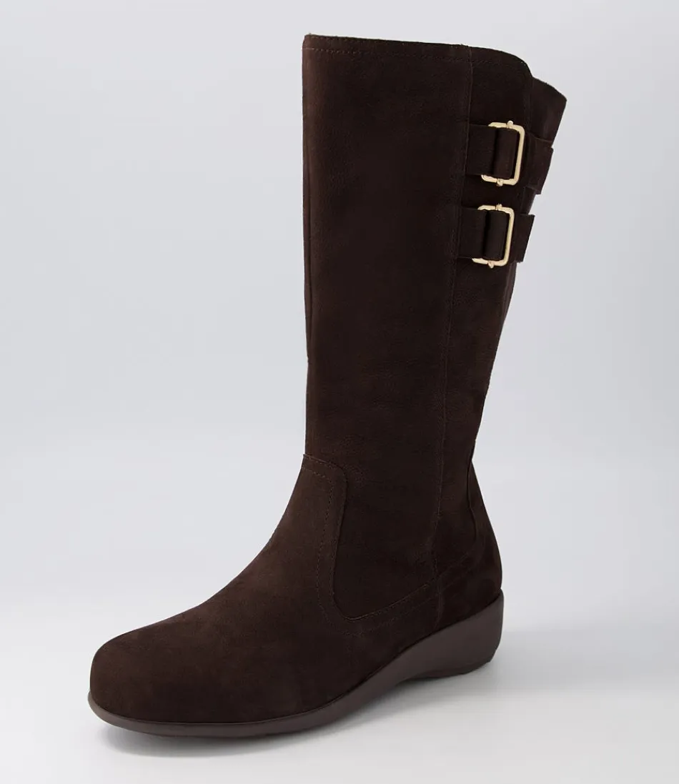 Women ZIERA Boots<Sawyer Xf Choc Tumble Nubuck Knee High Boots