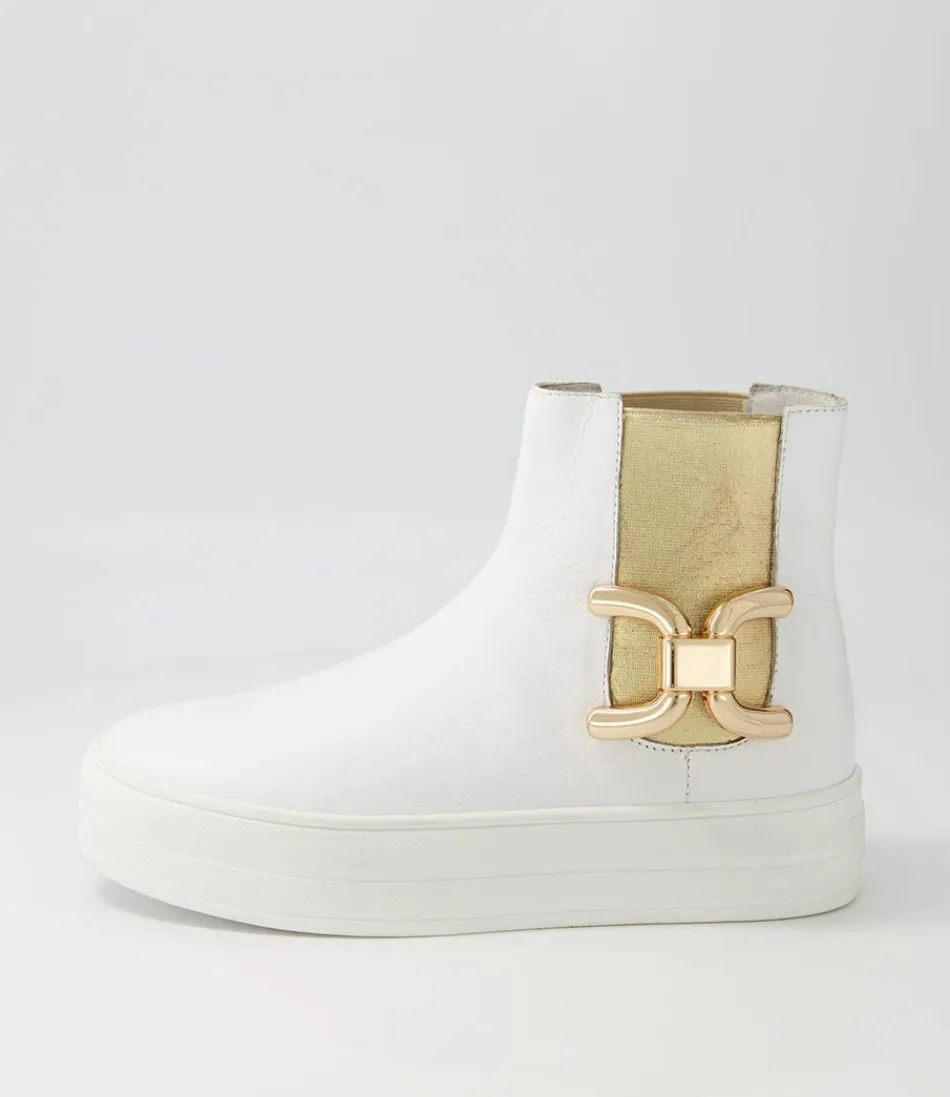 Women DJANGO & JULIETTE Boots<Scotial White Gold Leather Chelsea Boots