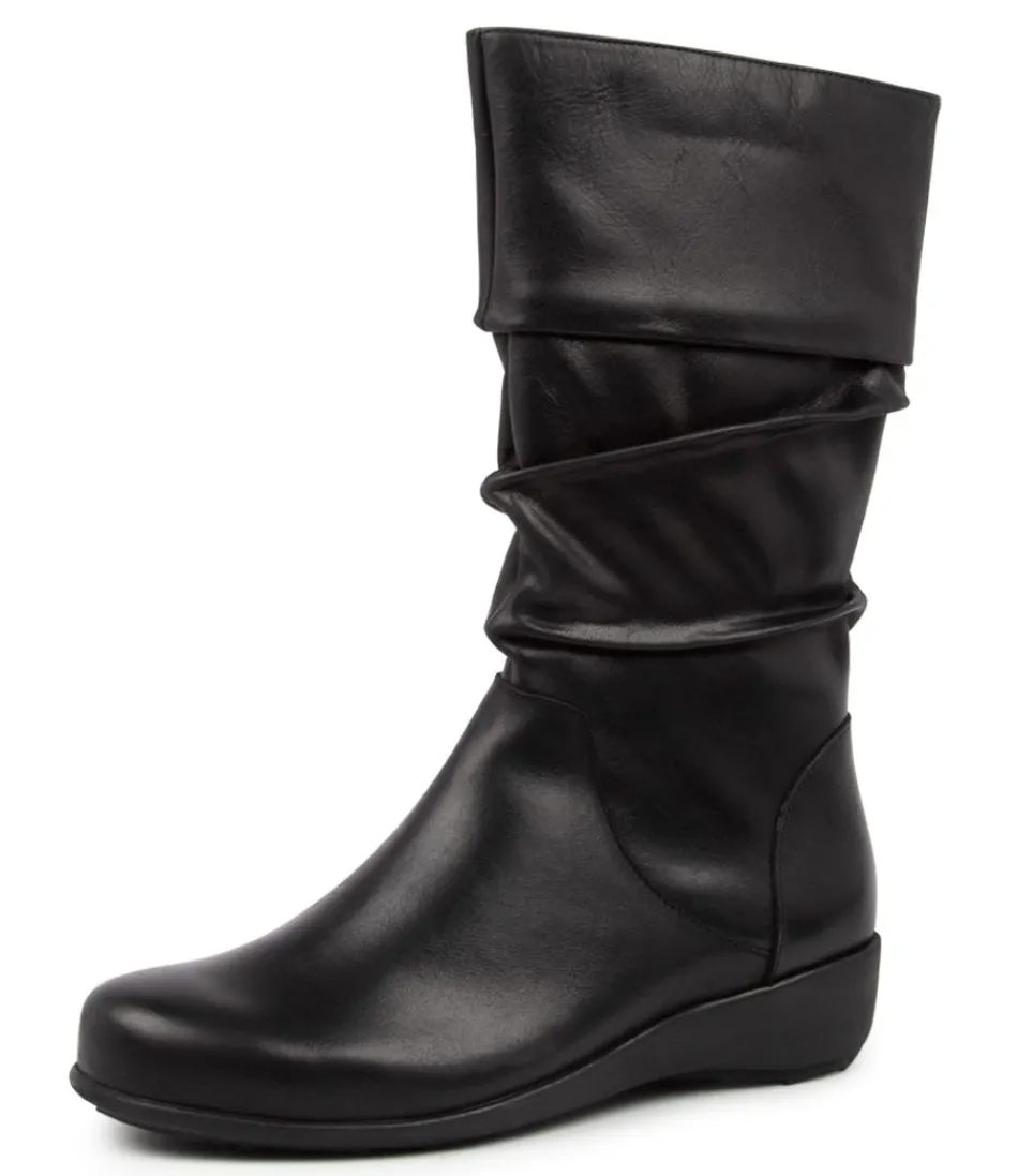 Women ZIERA Boots<Seattle Xf Black Leather Calf Boots