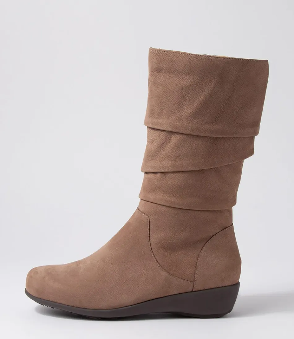 Women ZIERA Boots<Seattle Xf Taupe Tumble Nubuck Calf Boots