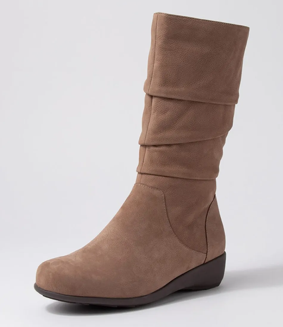 Women ZIERA Boots<Seattle Xf Taupe Tumble Nubuck Calf Boots