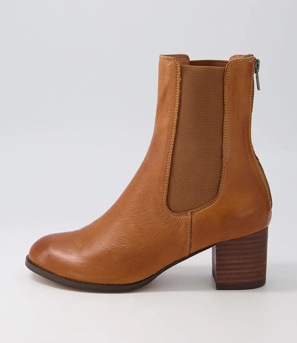 Women DJANGO & JULIETTE Boots<Sebasy New Tan Choc Leather Chelsea Boots