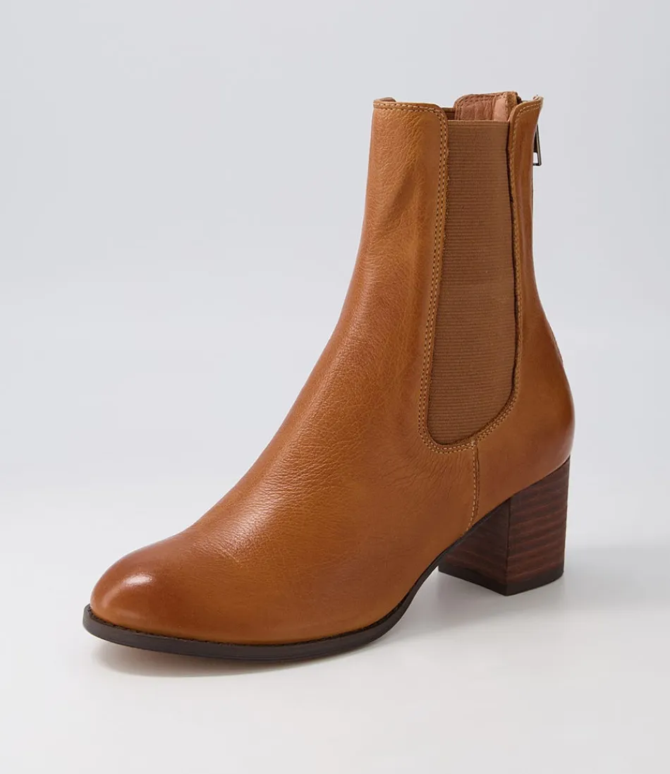 Women DJANGO & JULIETTE Boots<Sebasy New Tan Choc Leather Chelsea Boots