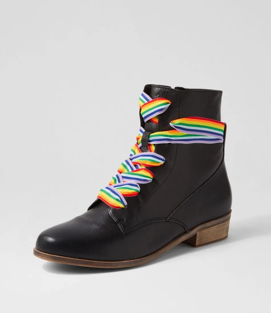 Women DJANGO & JULIETTE Boots<Serge Black Leather Lace Up Boots