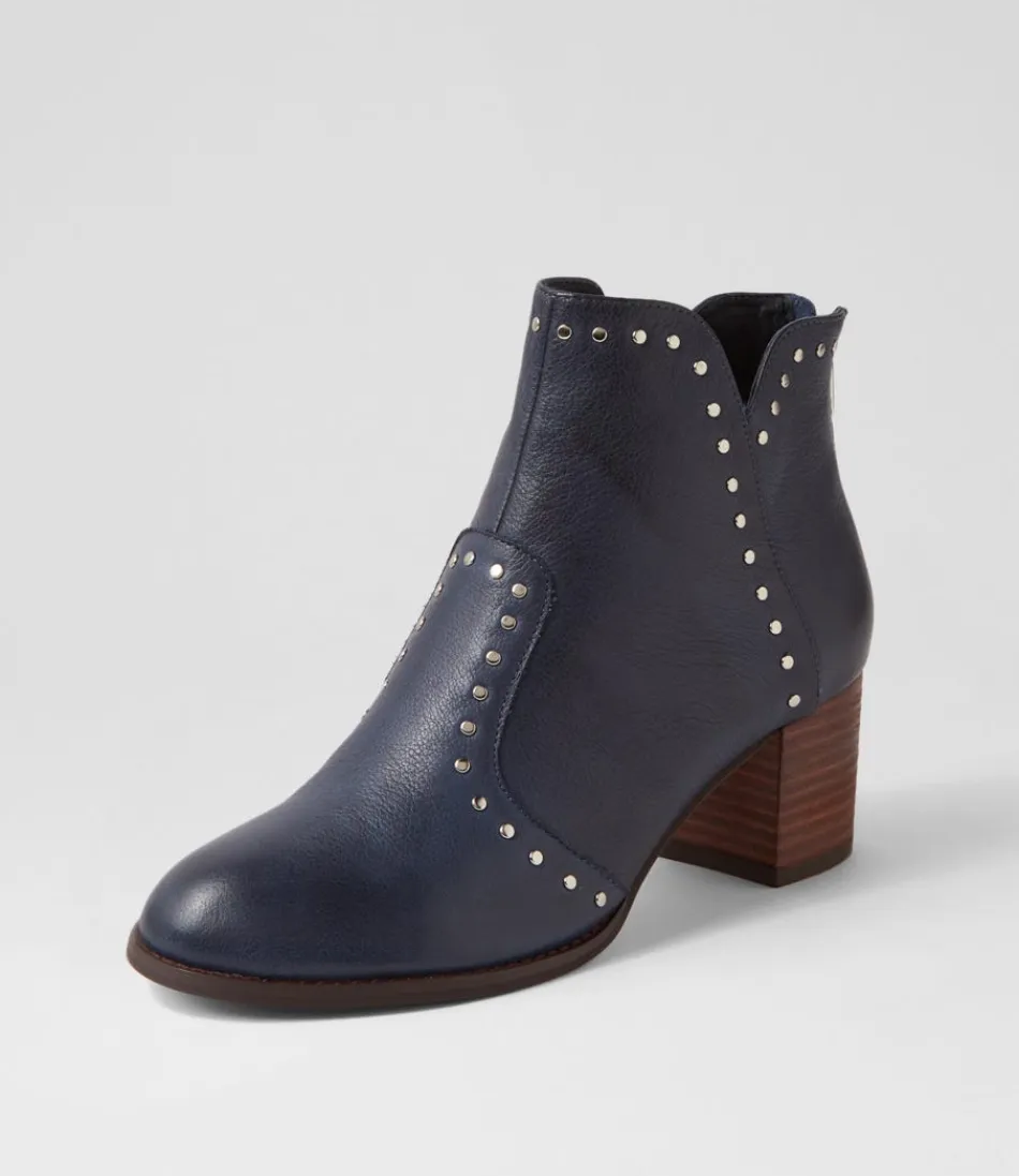 Women DJANGO & JULIETTE Boots<Shad Navy Choc Leather Ankle Boots