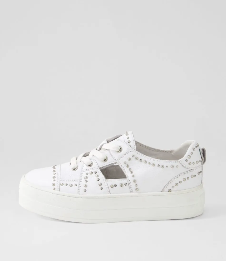 Women DJANGO & JULIETTE Sneakers<Shedd White Leather Sneakers