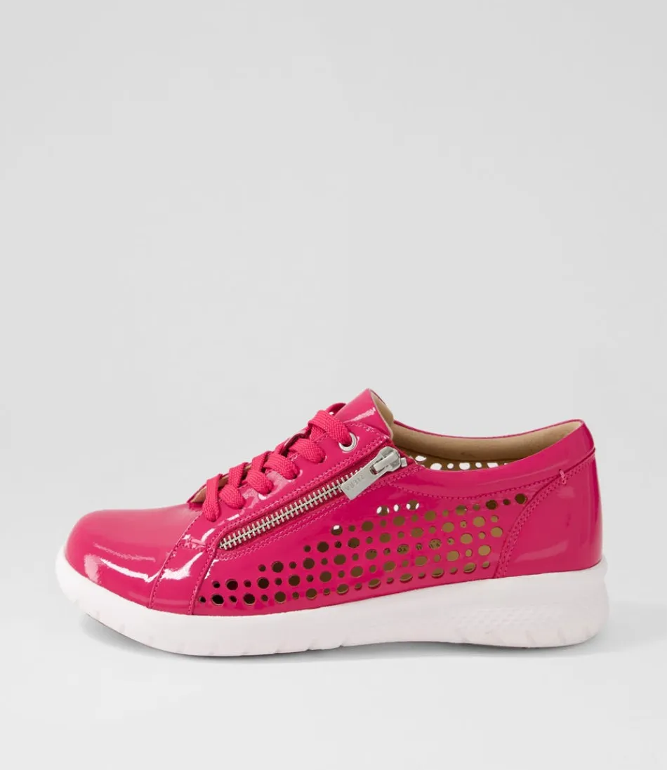 Women ZIERA Wedges<Shovo Xf Fuchsia Wrinkle Patent Sneakers